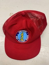 Vintage Red Snap Back Trucker Hat Cap Mesh Arkansas Army National Guard Used