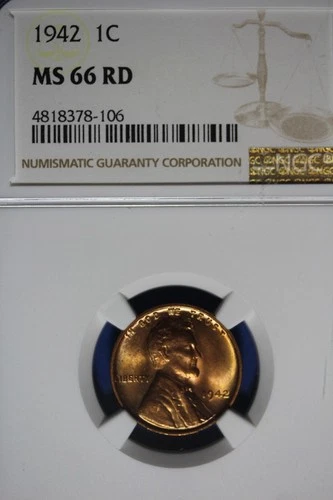 1942 NGC 1C MS66RD LINCOLN WHEAT CENT #B51265
