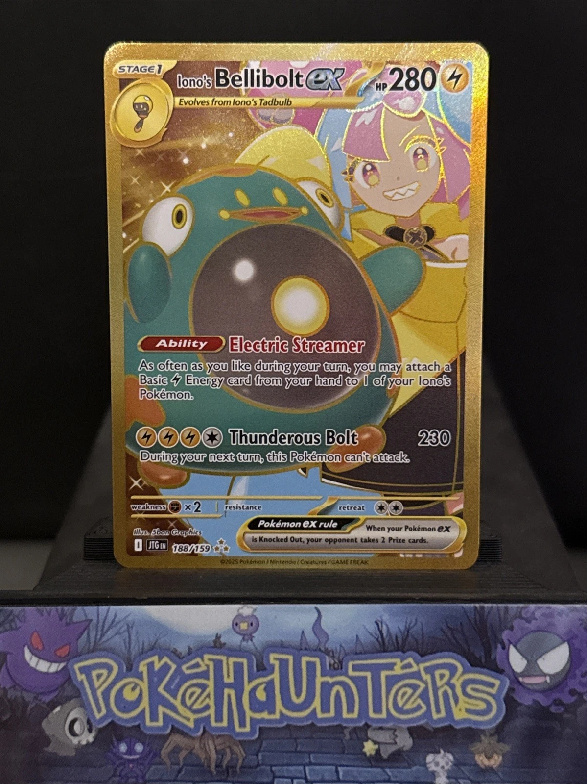 Pokemon Card Ionos Bellibolt EX 188/159 Journey Together Gold Secret Rare NM