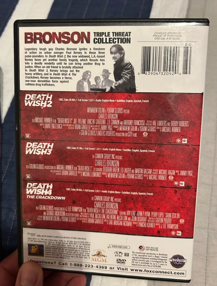 DEATH WISH 1 - 5 - Charles Bronson Complete DVD SET Collection 1 2 3 4 5 - Image 3 of 4