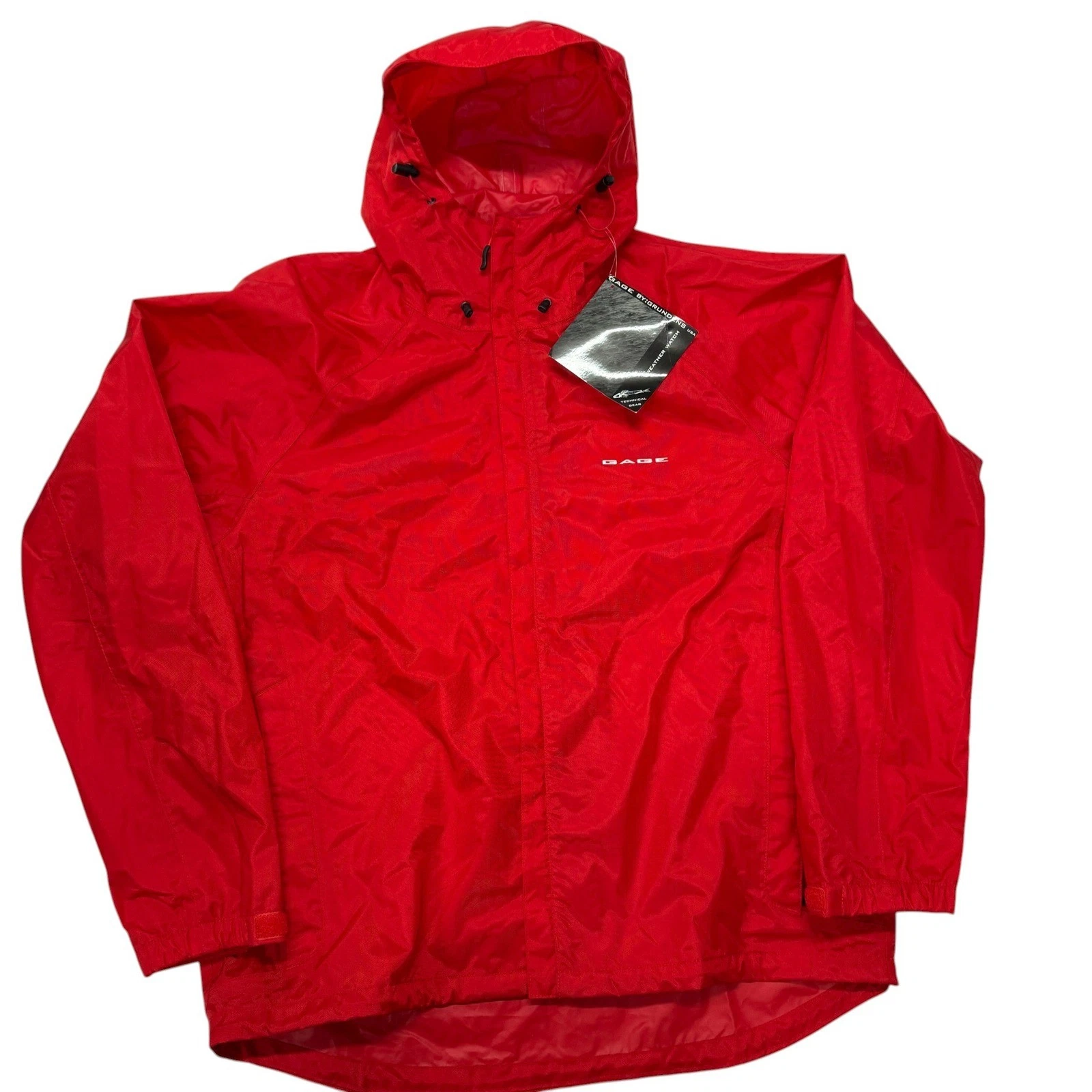 Gage by Grundens Weather Watch Red Waterproof Hooded Rain Jacket Mens XL NWT