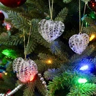 Vintage Christmas Crystal Heart Ornaments 3 Blown Glass Hearts Hand Spun (C)