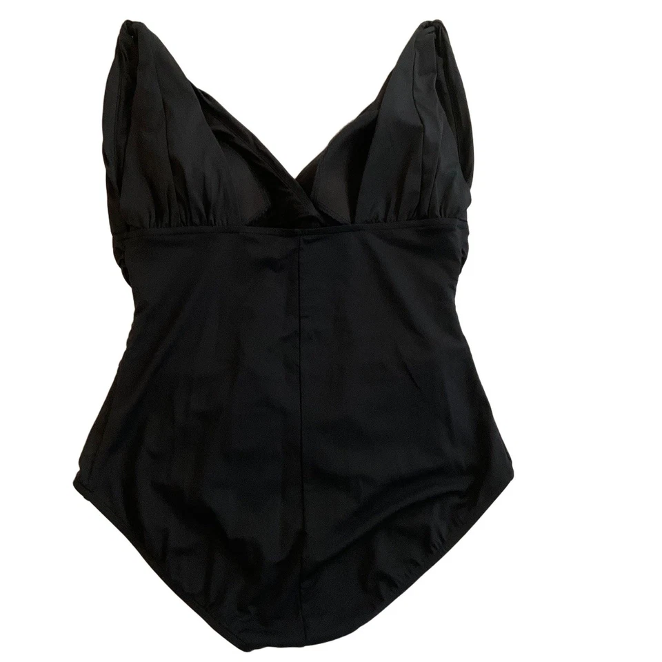 Ana Black V-Neck Ruched Flattering One Piece Swimsuit 18W - Image 4 of 4