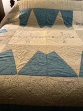 Vintage Embroidered Cotton Blend Patchwork Quilt 82  x 96  