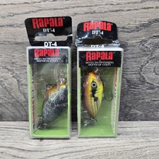 Rapala DT-4 Lot 2 Hot Mustard & Pumpkin Seed Dives-To 4' Crankbait  DT04HM Pair