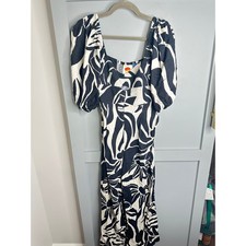 FARM Rio for Anthropologie Black White Abstract Print Smocked Maxi Dress XS