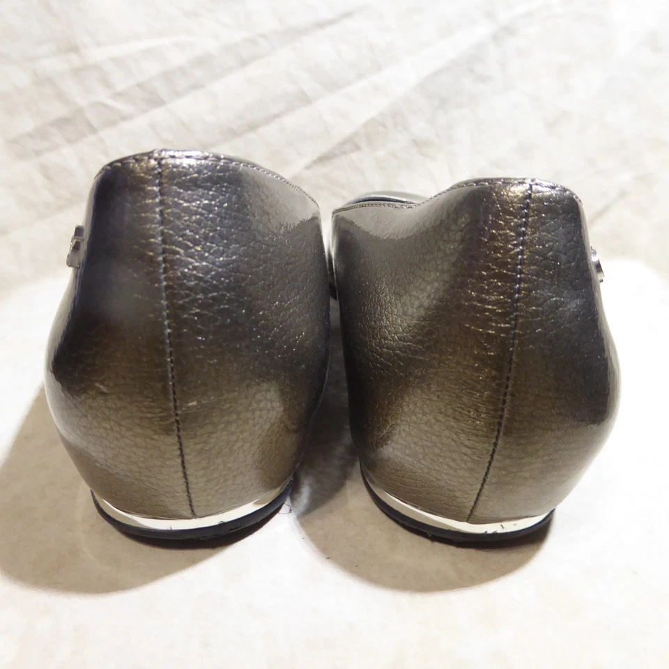 🩰 Zapatos planos de ballet Calvin Klein talla 8 M charol metálico peltre; tacones ocultos Foto 3 de 4