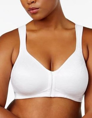 Playtex 18 Hour E525 Wirefree Front Closure Posture Boost White Bra Sz 44C