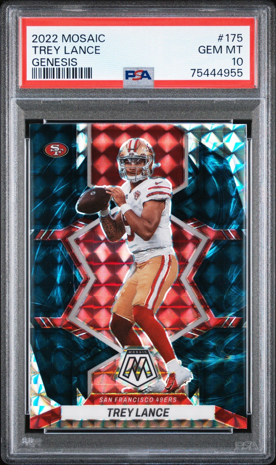 2022 Panini Mosaic Trey Lance SP Genesis #175 49ers PSA 10 Case Hit