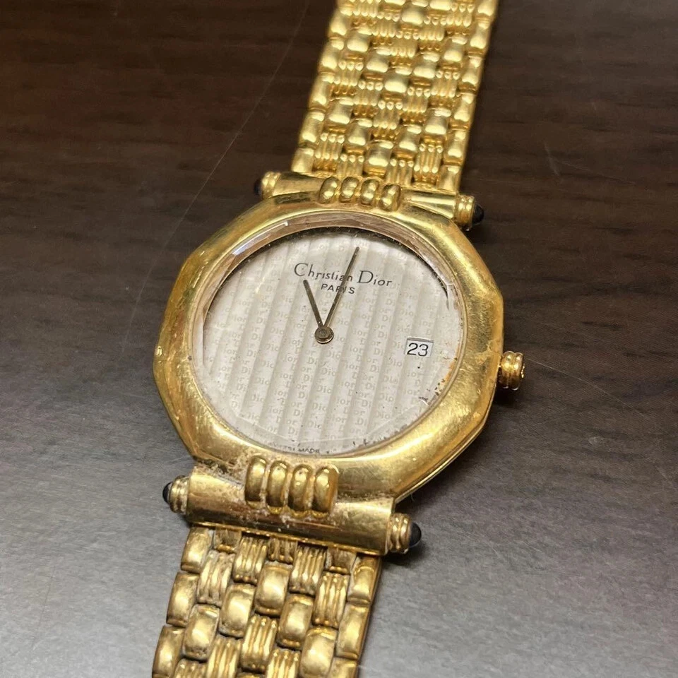 Montre femme Christian Dior or jaune ne fonctionne pas vintage