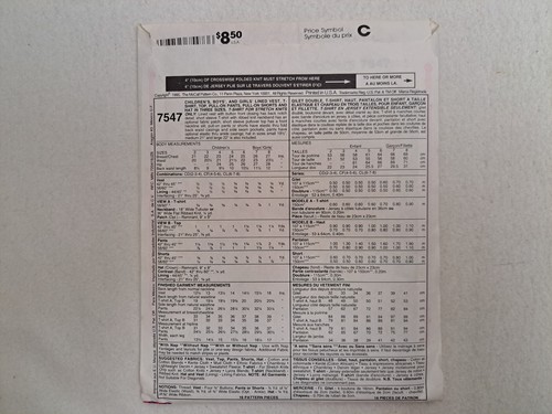 McCall's Pattern - Boys/Girls Vest, Top, T-Shirt, Pants, Shorts Hat (6-8) #7547 - Picture 2 of 5