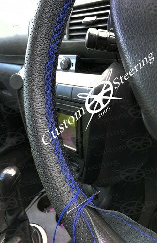 FÜR FORD TRANSIT CUSTOM 13+ PERFORIERTES LEDER LENKRADABDECKUNG BLAUER STICH - Bild 5 von 7