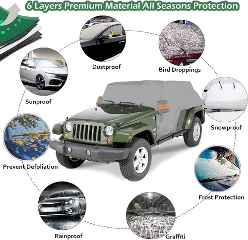 Cubierta Premium Impermeable Jeep Wrangler con Características a Prueba de Viento - Gris 4 Puertas - Imagen 8 de 10