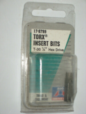 NEW Torx T-30 Bit, 1/4'' Hex Drive, USA, BIG A # 17-9799