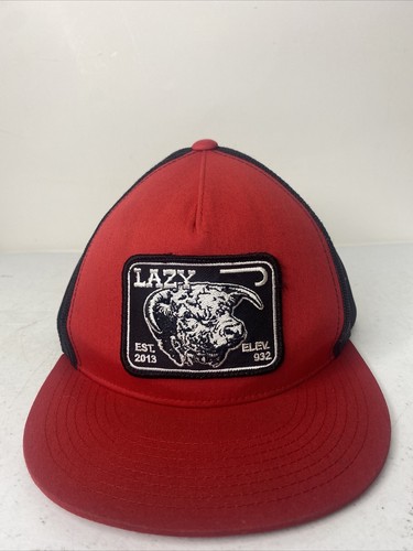 Lazy J Ranch Wear Red Black Mesh Elevation SnapBack Trucker Hat