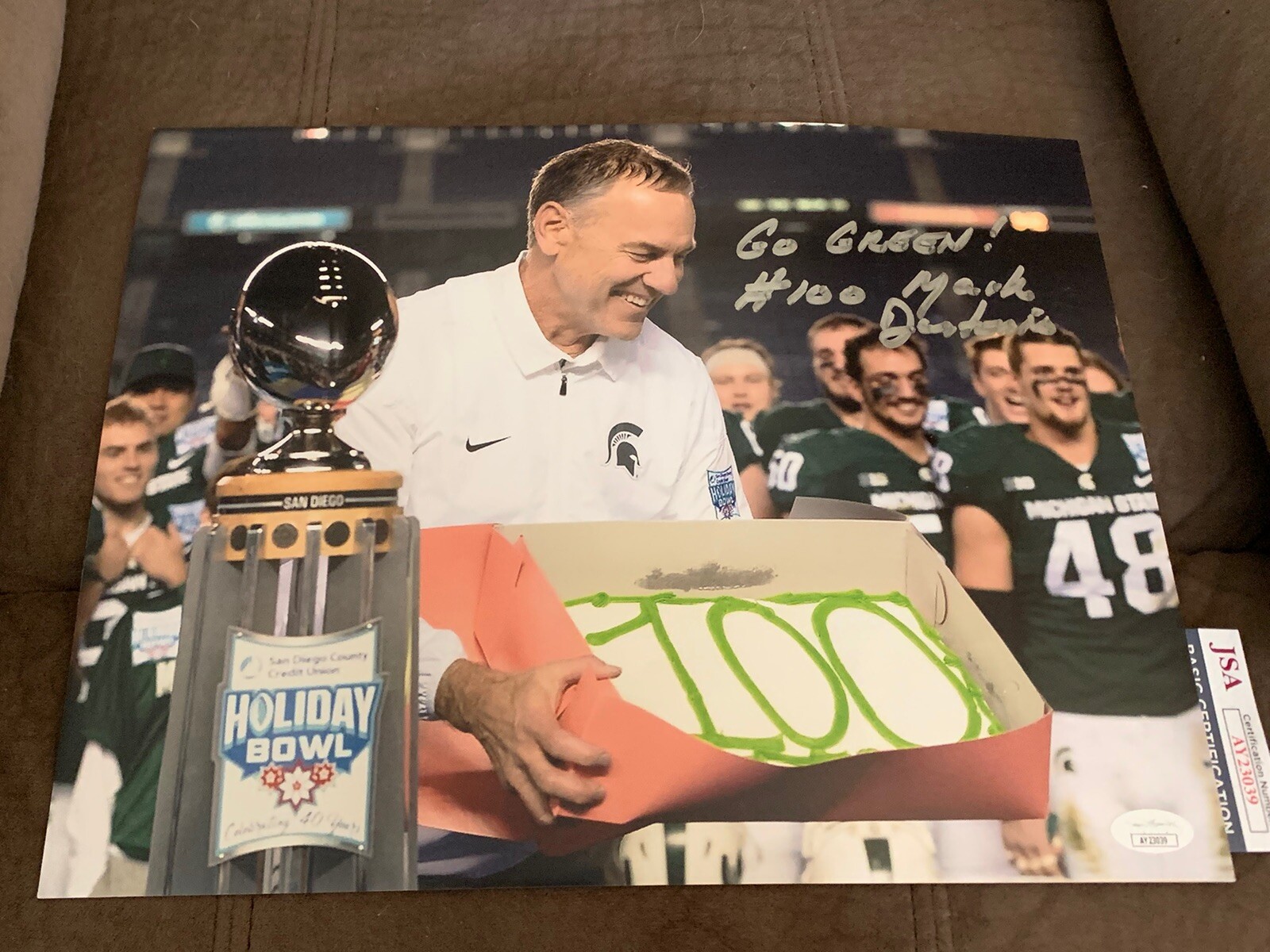 Mark Dantonio Signed Michigan State Football 11x14 Photo Jsa Coa Auto 