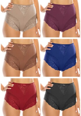 2 ,4 or 6 High Waisted Briefs Tummy Control Girdles Lace Shaper Panties 31 S-5XL