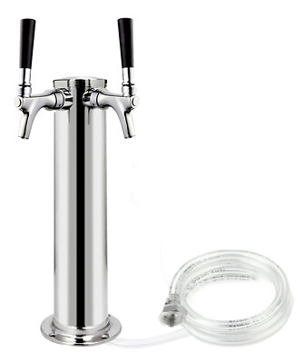 Kegco Stainless Steel 2-Tap Infinity Series Draft Tower - 100% Stainless Contact