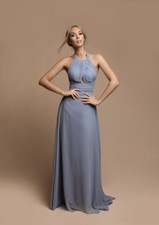Women’s Classic Elegant Wrap Front Ruched Wide Hem Maxi Length Bride-Mate Dress.