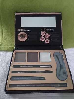Complete Brow Kit Makeup,  Pencil Eyebrows Brown Tones, Brush, stencil, Tweezer,