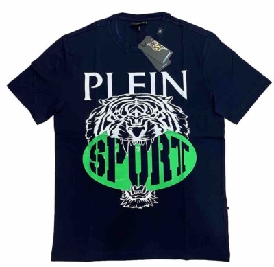 Philipp Plein Sport T-Shirt Rundhals Herren Freizeit Oberteil Dunkelblau Gr.L