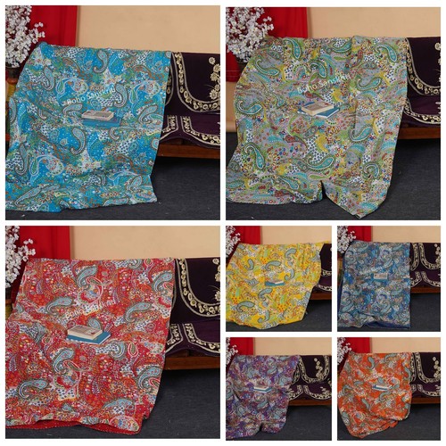 Indian Handmade Bedding Kantha Quilt Bedspread Bohemian Throw Cotton Blanket - Picture 6 of 57