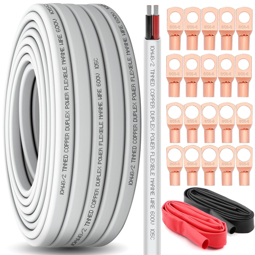 10/2 Gauge Marine Wire Duplex Cable 30FT 10 AWG 2 Conductor Oxygen-Free Tinned