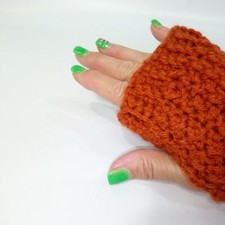 Handmade Crochet Rust Color Fingerless Gloves