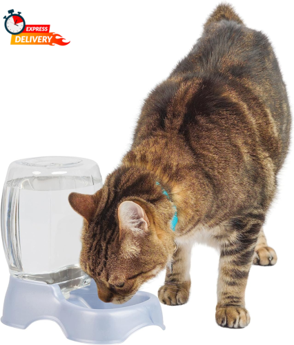 Pet Cafe Waterer Cat and Dog Water Dispenser, Pearl Silver Gray, 0.25 GAL (24436 - Picture 1 of 12