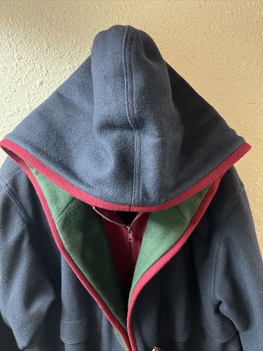 HERMAN KAY Bib-zipper Jacket Wool-Blend Coat Blue And Green Winter