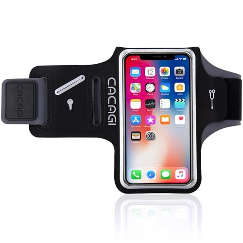 Running Phone Holder, Sweatproof Sports Arm Band with Key Pocket & 6.7” Black - Picture 2 of 7