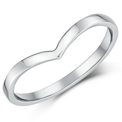 9 Karat Weißgold Wunschknochen Hochzeit Verlobungsring Damen 1,5 mm Band