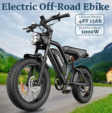 Hikeep Ebike 20" Fat Tires Mountain Electric Bicycle for Adults 1000W 48V 28 MPH