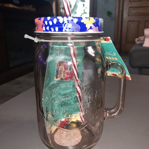 The Pioneer Woman *32 oz*, Rose, Mason Jar W/Handle, Lid, & Straw NWT - Picture 4 of 6