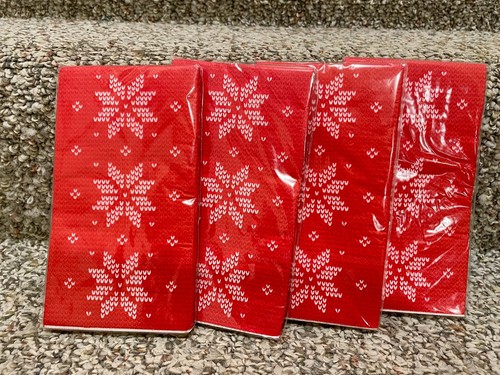 Napkins Holiday Snow Guest Dinner 16 Each Pack 4 Packs Paper Red