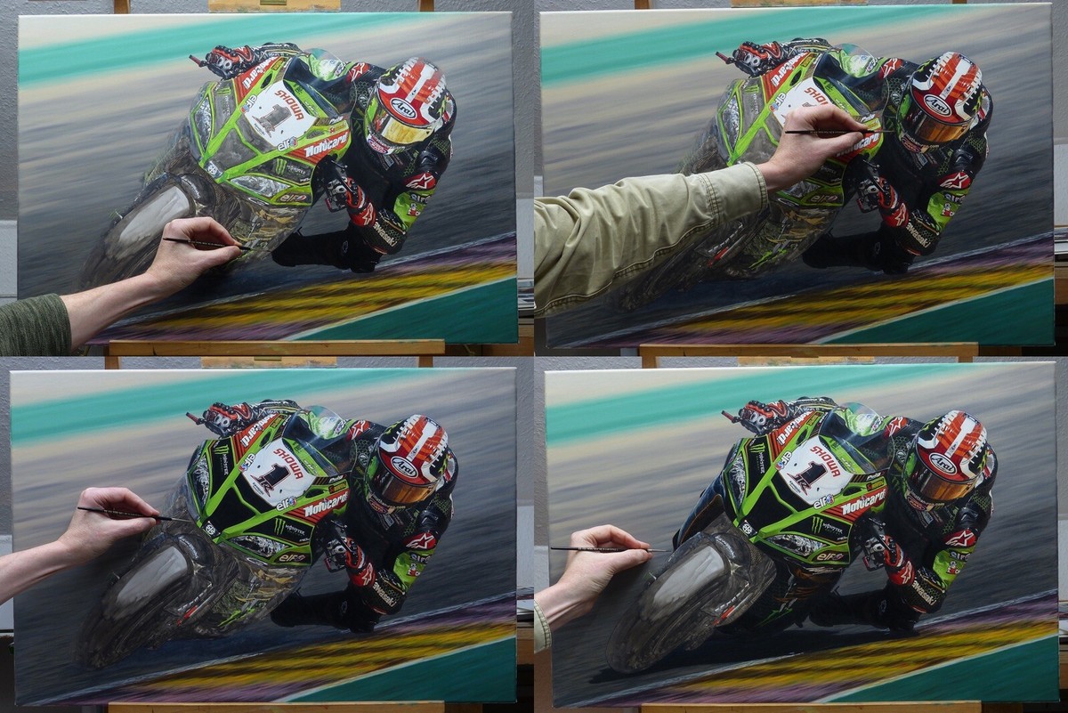 Jonathan Rea 2020 WorldSBK Champion Kawasaki ZX10-RR oil painting