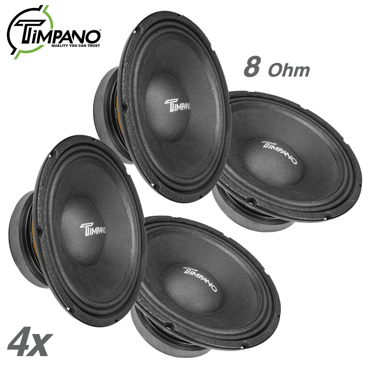 4x Timpano Audio TPT-MD10 v2 Midbass Loudspeaker 10 Inch 8 Ohms