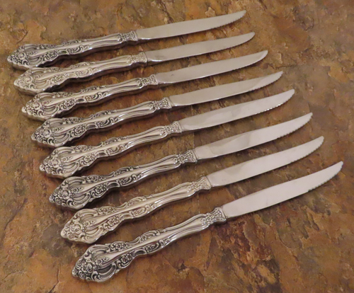 Oneida Michelangelo Cube Set of 8 Steak Knives Heirloom Stainless Flatware Lot F