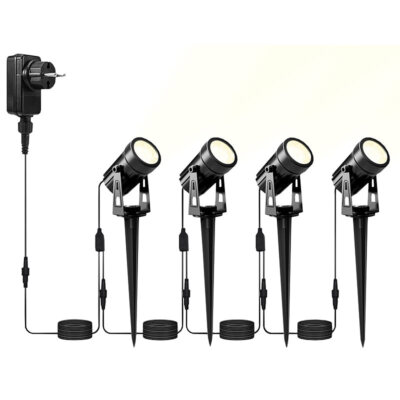 Luminea 4er-Set Aluminium-Gartenspots mit COB-LEDs und Erdspieß, 850 lm, 12 W