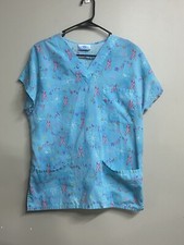 Fashion Scrub Blue Cancer Awareness Top Healthcare Size Small