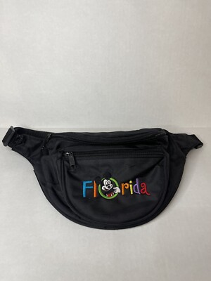 Disney‎ Mickey Mouse Florida Fanny Pack Unisex Black Embroidered vintage Retro Vintage 90s Disney Mickey Mouse Florida Spell Out Black  main image 4