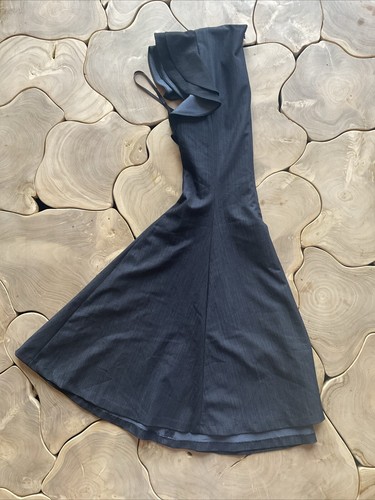 Vestido para mujer Chaps talla 6 denim oscuro manga con volantes hasta la rodilla espalda cremallera - Imagen 6 de 6
