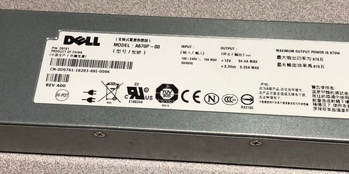 DELL - POWER SUPPLY Poweredge 1950 Redundant PSU 670W Model A670P-00 DP/N D9761 - Picture 2 of 4
