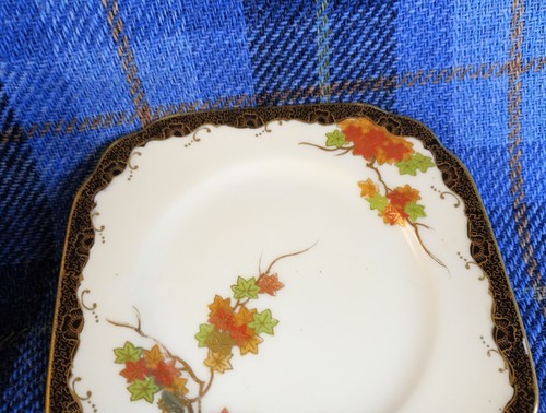 Vintage 1920s Art Deco Teacup Trio Autumn Leaves Foreign - Picture 5 of 16