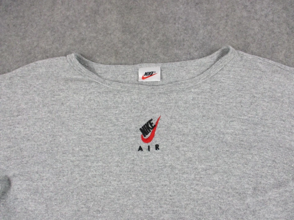 VINTAGE Nike Shirt Girls One Size Gray Air Swoosh Lightweight Crop Top USA - Image 2 of 4