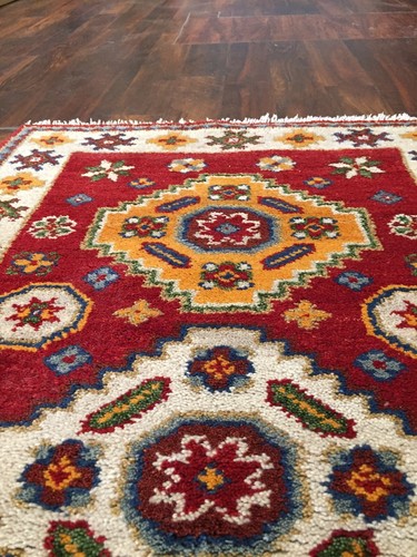 On Sale Hand Knotted Indo Kazak Oushak Geometric Area Rug Carpet 3x5ft,N3 - Picture 8 of 12
