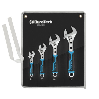 DURATECH 4-Piece Adjustable Wrench Set, 6-inch, 8-inch, 10-inch, 12-inch, 3-i...