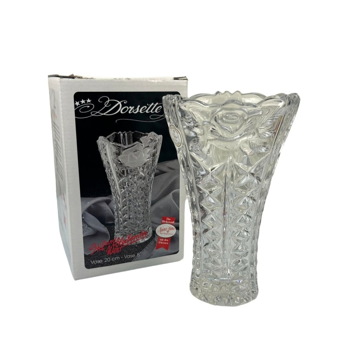 Vintage Anna Hutte Bleikristall Crystal Clear Studios Vase