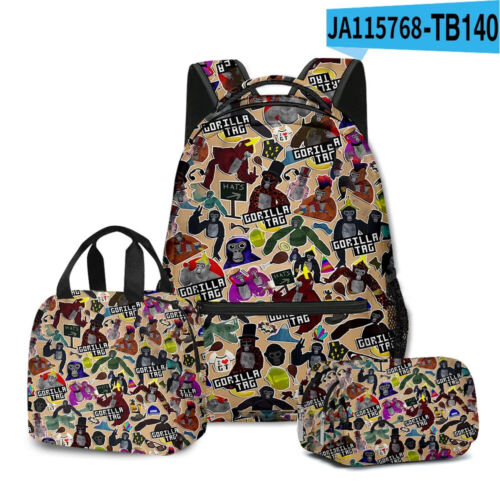 Gorilla tags 3D Print 3pcs/Set Laptop Daypack Backpack Lunch bag Pencil Case - Picture 7 of 44