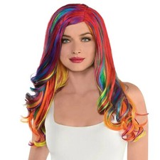 Rainbow Wig Long Wavy Multicolor Halloween Costume Party